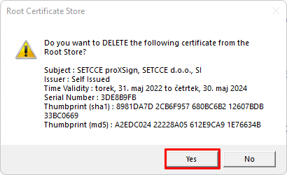 Warning about old certificate removal